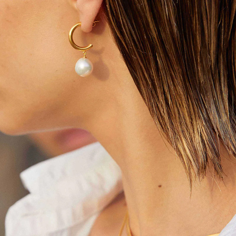 PEARL DROP HOOPS