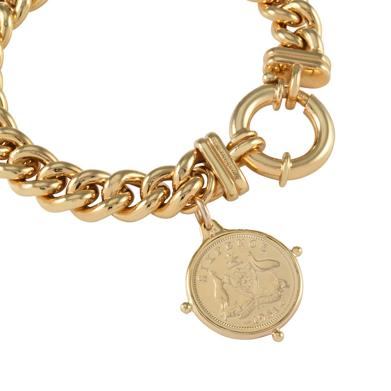 SMALL MAMA BRACELET WITH SIXPENCE