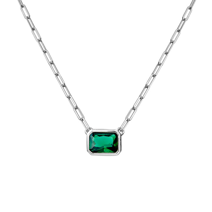 EMERALD PAPERCLIP NECKLACE