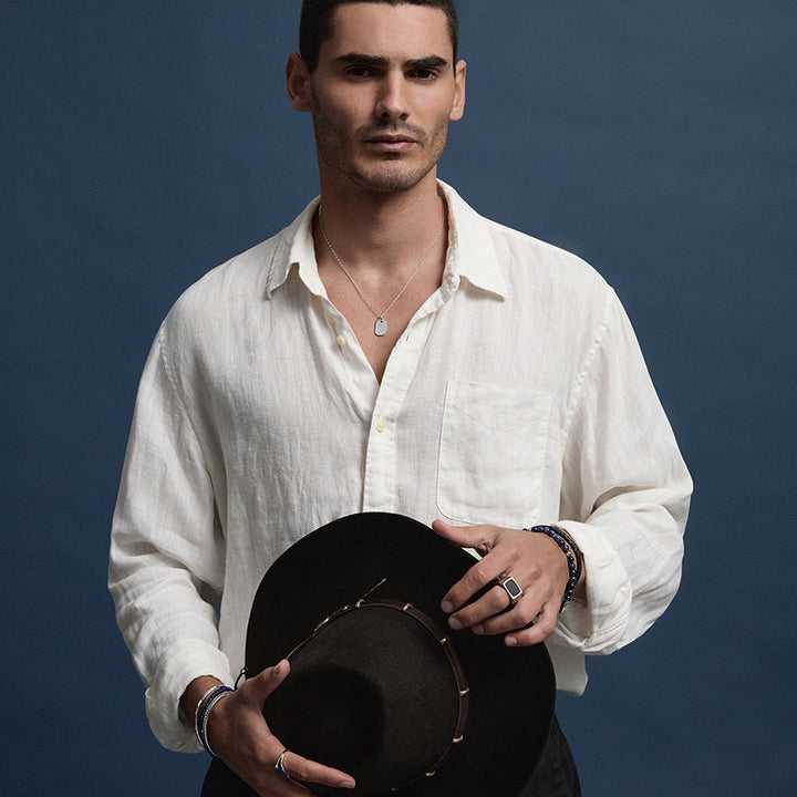 MOTO MENS SILVER DOG TAG PENDANT