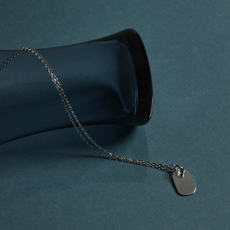 MOTO MENS SILVER DOG TAG PENDANT