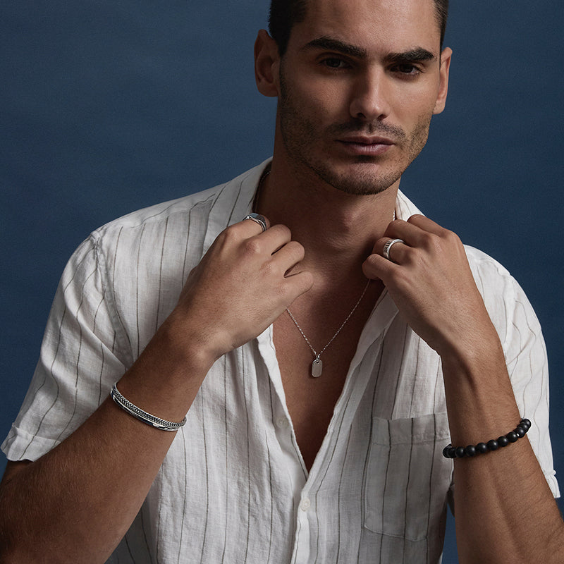 MOTO MENS SILVER DOG TAG PENDANT