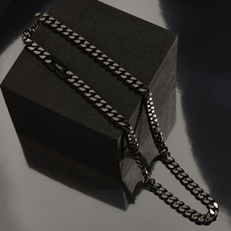 NERO MENS STEEL CURB CHAIN NECKLACE (BOLD)