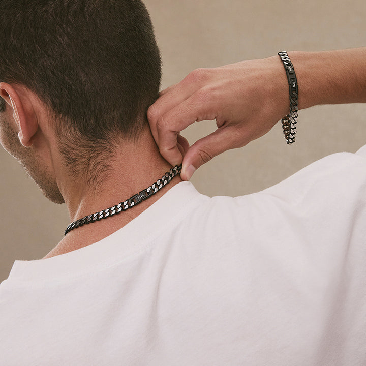 NERO MENS STEEL CURB CHAIN NECKLACE (BOLD)