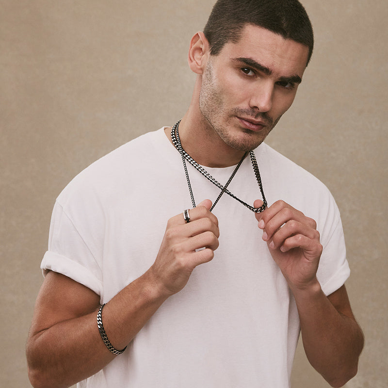 NERO MENS STEEL CURB CHAIN NECKLACE