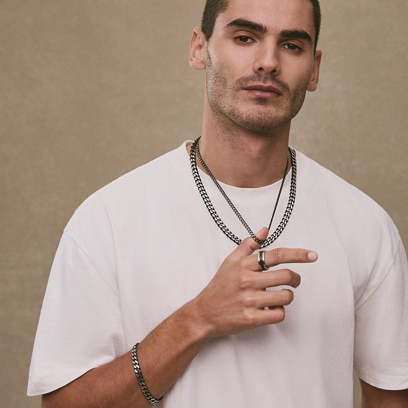 NERO MENS STEEL CURB CHAIN NECKLACE