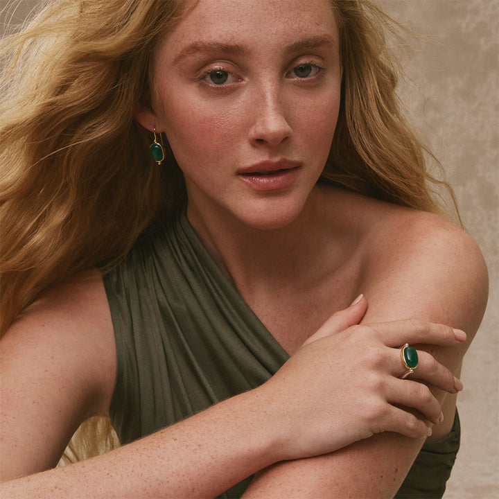 FLEUR GREEN ONYX RING