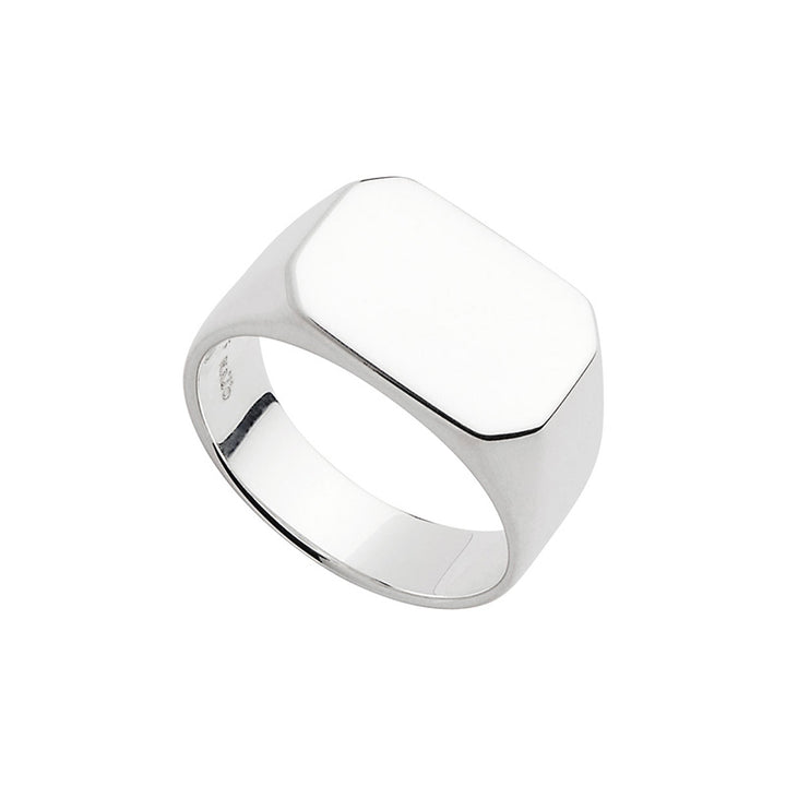 MOTO MENS SILVER RECTANGULAR SIGNET RING