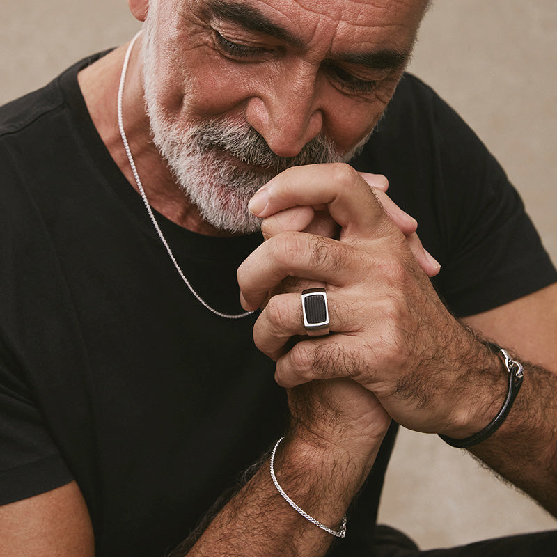 THE PALADIN MENS CARBON FIBRE AND STEEL RING