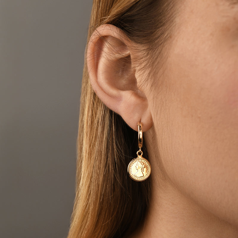 MINI COIN HOOP EARRINGS