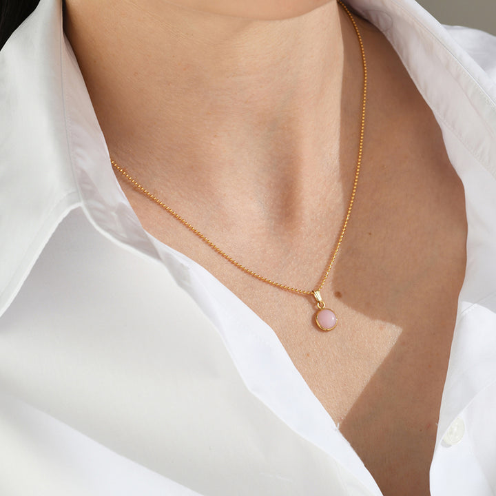 ROUND PINK OPAL NECKLACE