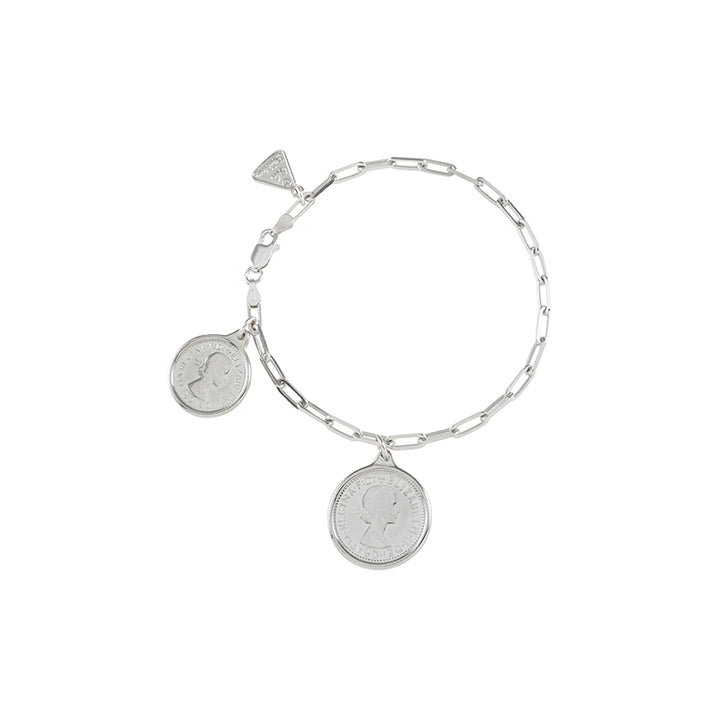 DOUBLE COIN CLIP CHAIN BRACELET