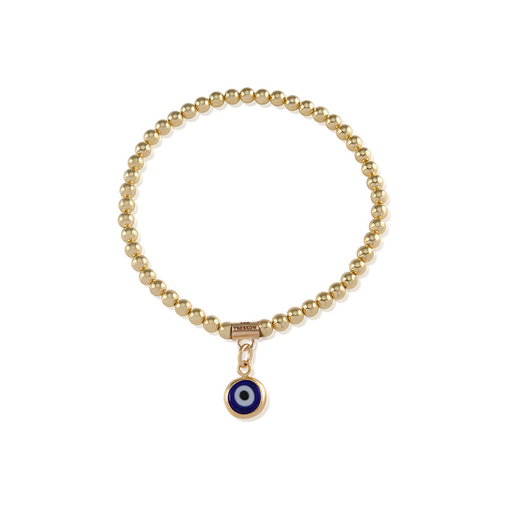 STRETCH BALL BRACELET WITH EVIL EYE CHARM