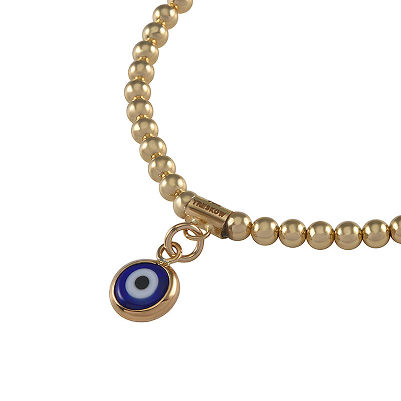 STRETCH BALL BRACELET WITH EVIL EYE CHARM