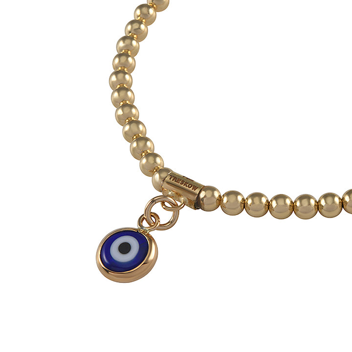 STRETCH BALL BRACELET WITH EVIL EYE CHARM