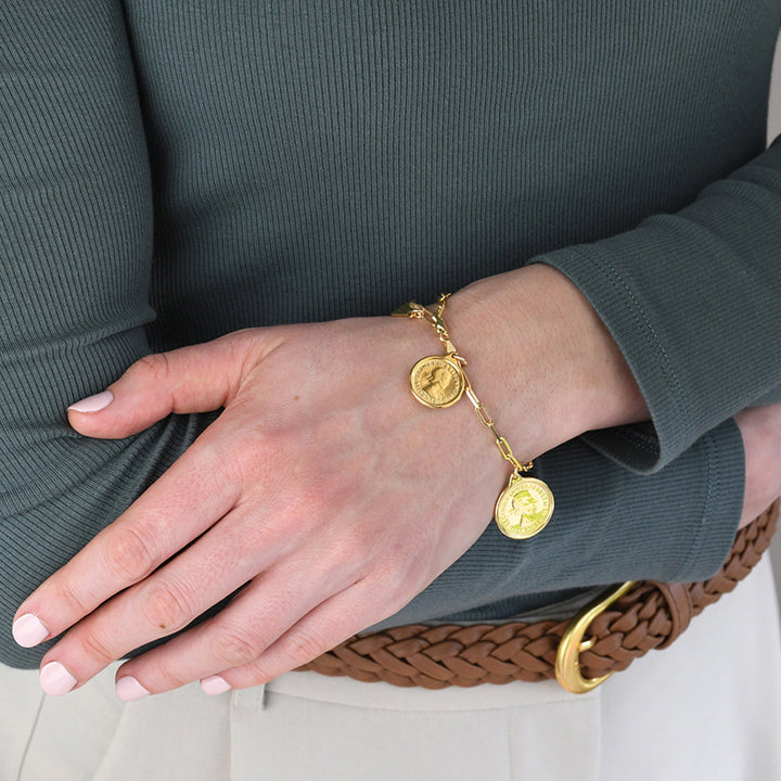 DOUBLE COIN CLIP CHAIN BRACELET