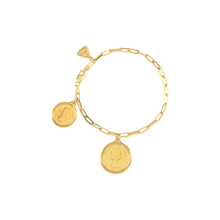 DOUBLE COIN CLIP CHAIN BRACELET