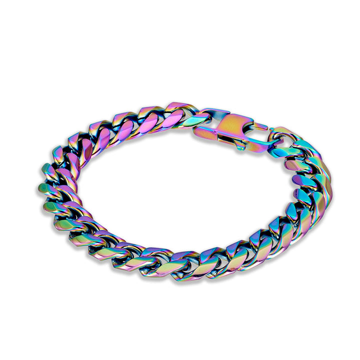 RAINBOW CURB CHAIN BRACELET 10MM