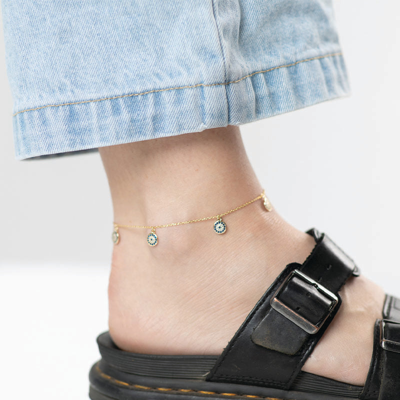 ROUND EVIL EYE ANKLET