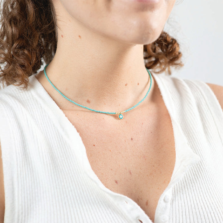 BEADED EVIL EYE NECKLACE