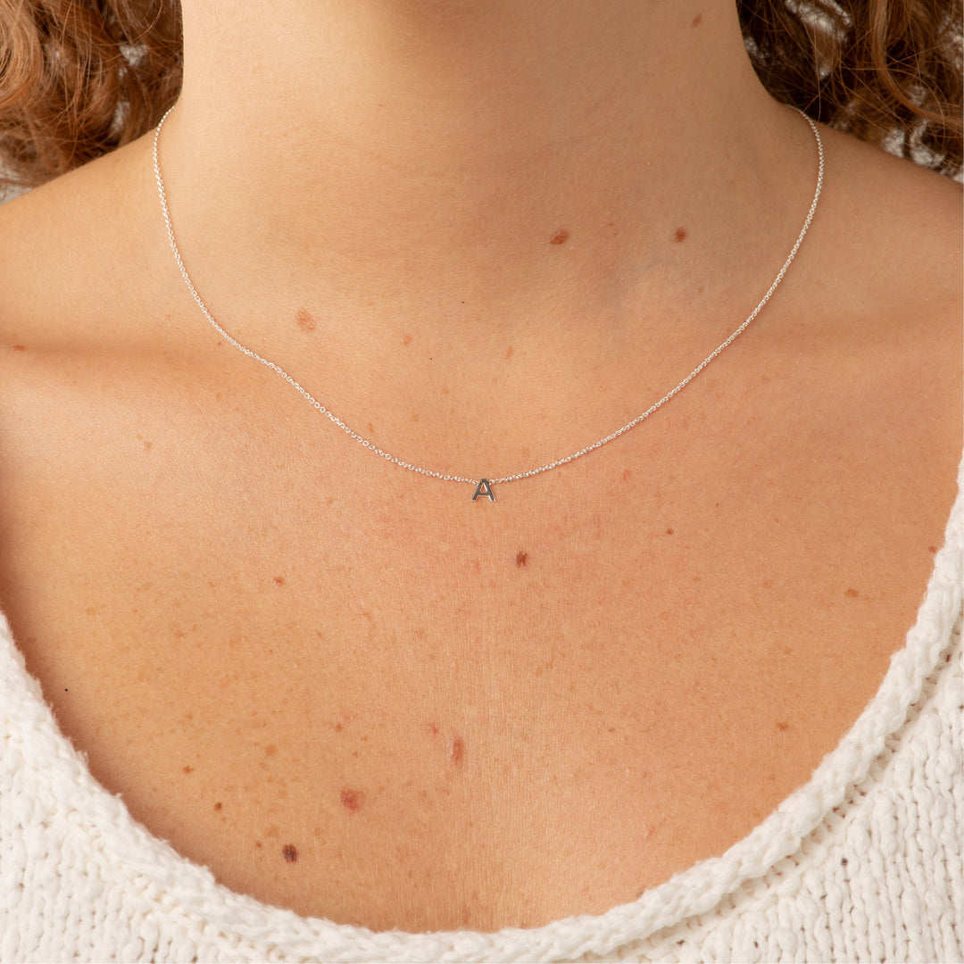 Dainty Necklace Small Letter Necklace Silver Tiny Sterling Silver