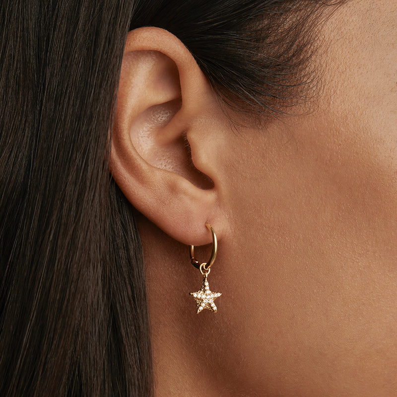 BY THE SEA CRYSTAL STARFISH HOOPS