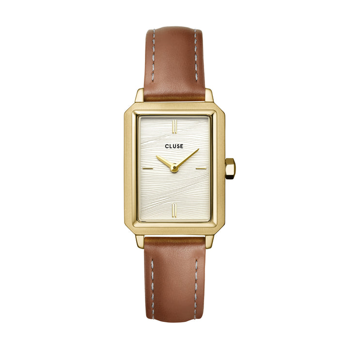 FLUETTE LEATHER NUTSHELL GOLD WATCH