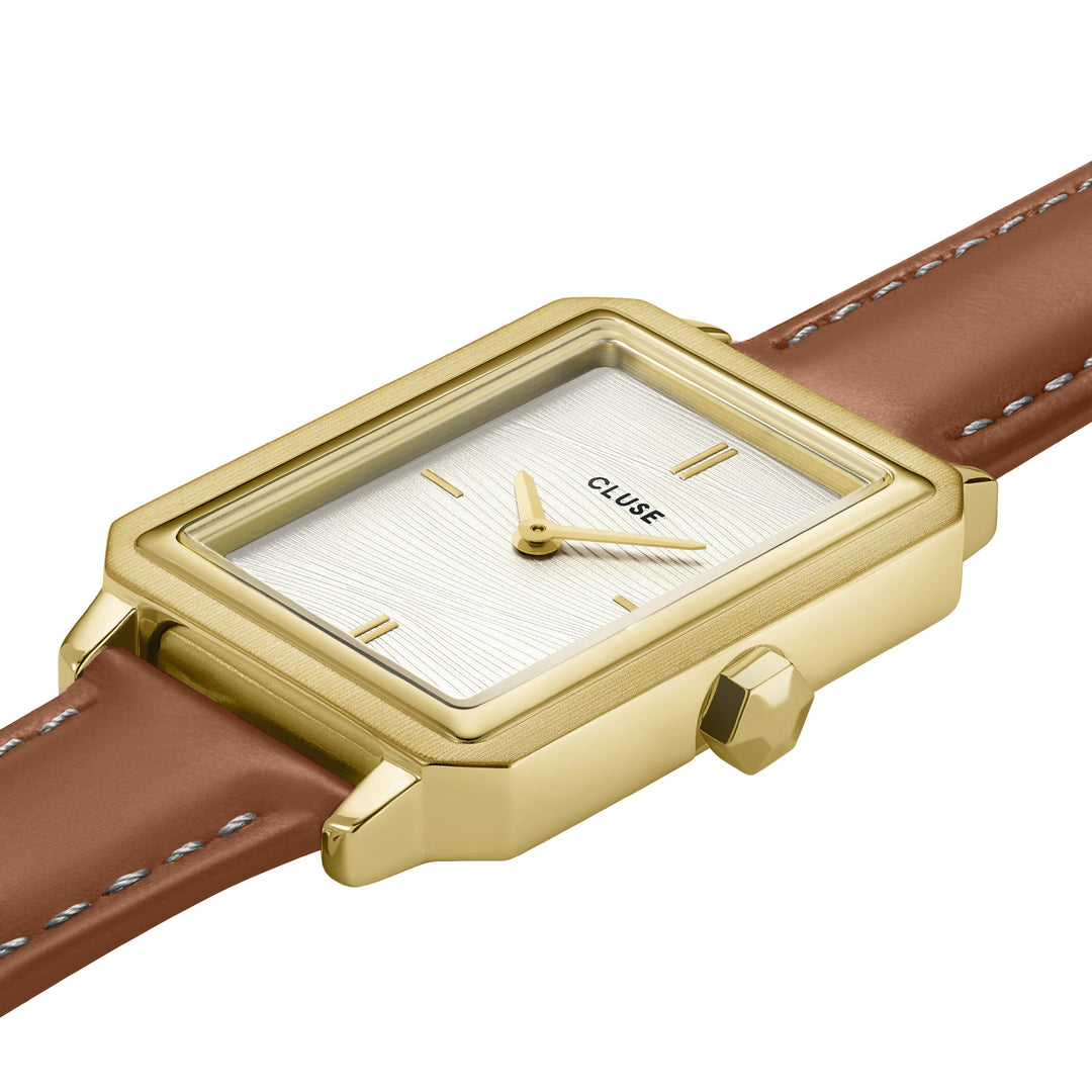 FLUETTE LEATHER NUTSHELL GOLD WATCH