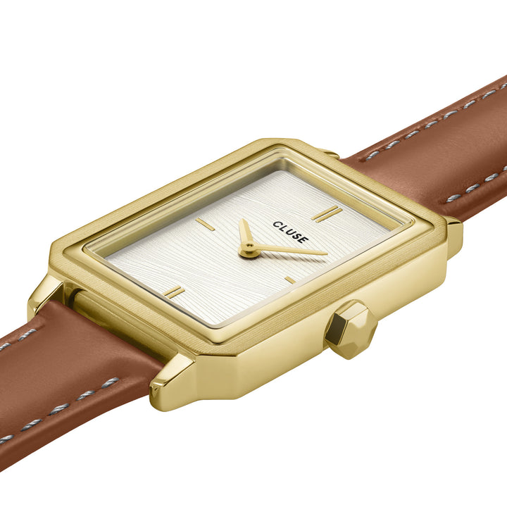 FLUETTE LEATHER NUTSHELL GOLD WATCH