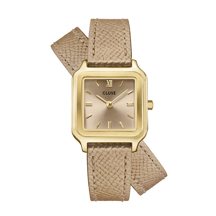 GRACIEUSE PETITE DOUBLE LEATHER STRAP GOLD WATCH