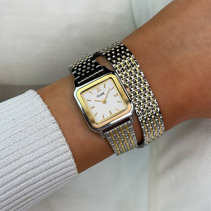GRACIEUSE PETITE DOUBLE STRAP TWO TONE WATCH