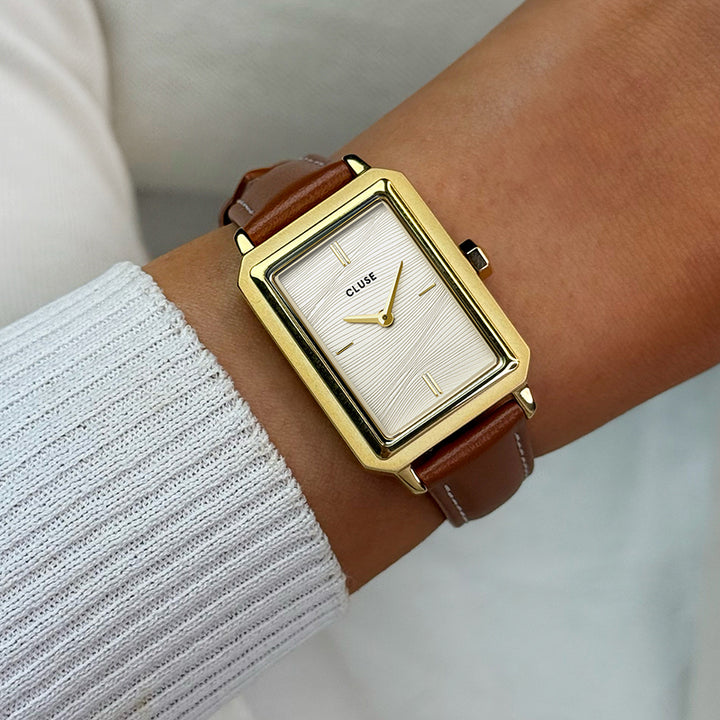 FLUETTE LEATHER NUTSHELL GOLD WATCH