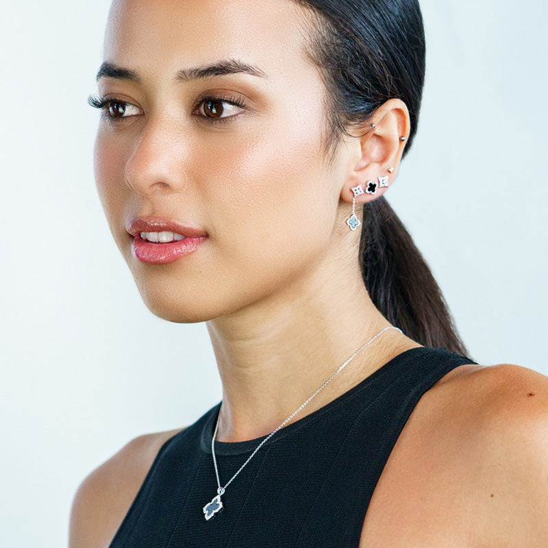 BLACK AGATE FAIRWATER STUD EARRINGS