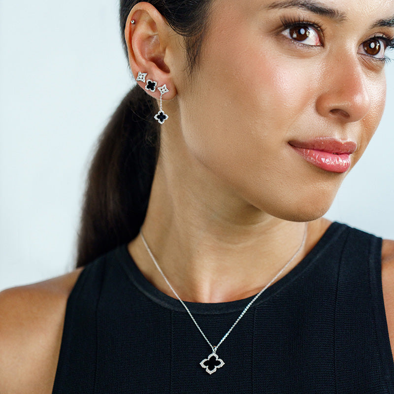 BLACK AGATE FAIRWATER STUD EARRINGS