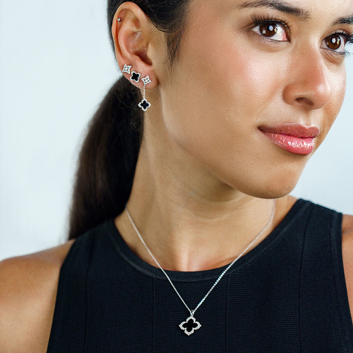 BLACK AGATE FAIRWATER STUD EARRINGS