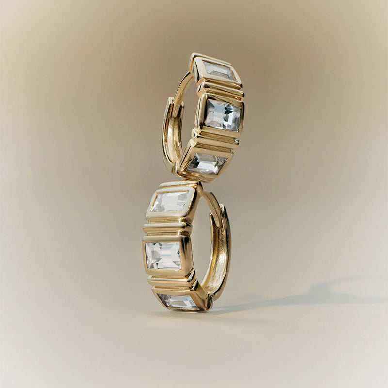 ELYSIUM BAGUETTE SAPPHIRE HOOPS