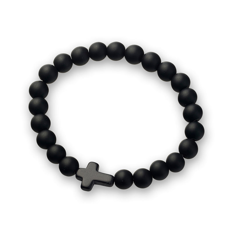 MATT BLACK CROSS BRACELET – SILVERSHOP
