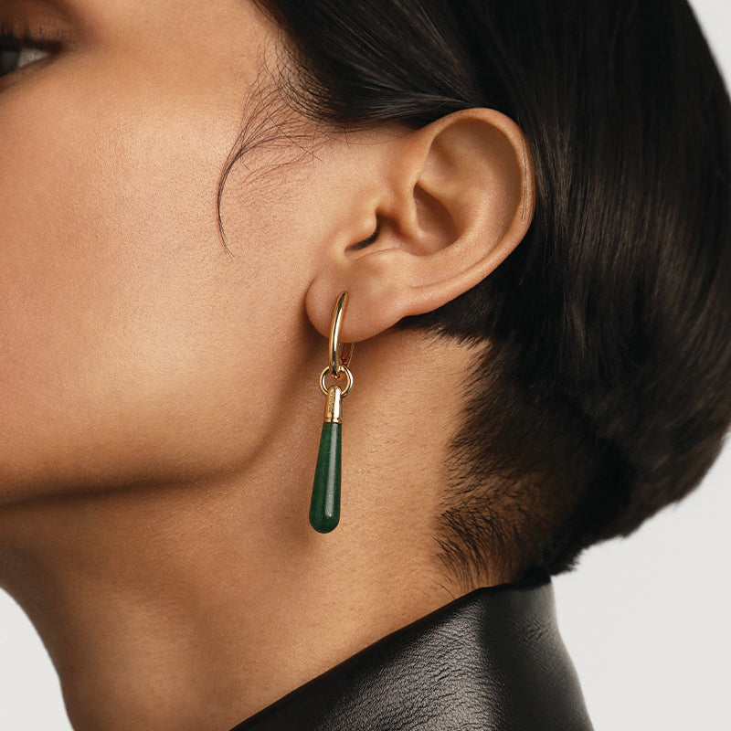 GREEN AVENTURINE LARGE JUPITER HOOPS