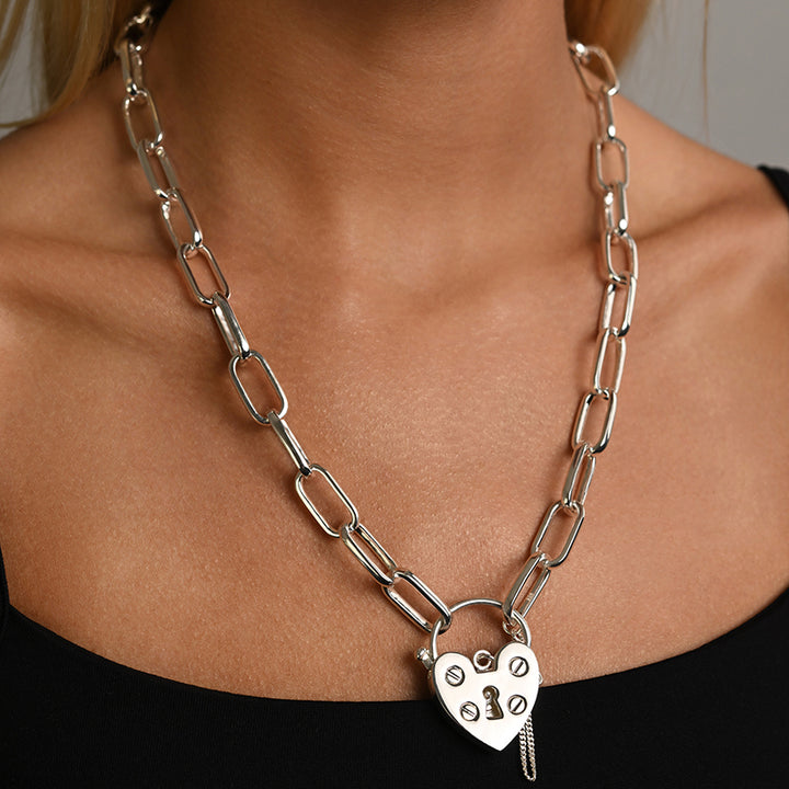 LAUREN LINK HEART PADLOCK NECKLACE