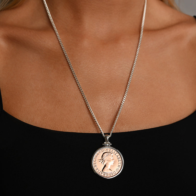 CURB NECKLACE WITH PENNY COIN