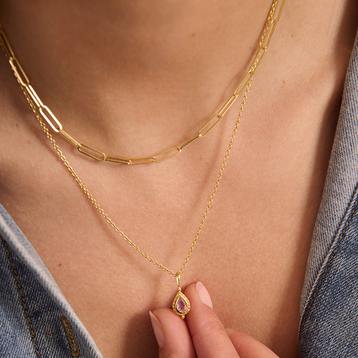 OCTOBER PINK TOURMALINE BIRTHSTONE CHARM