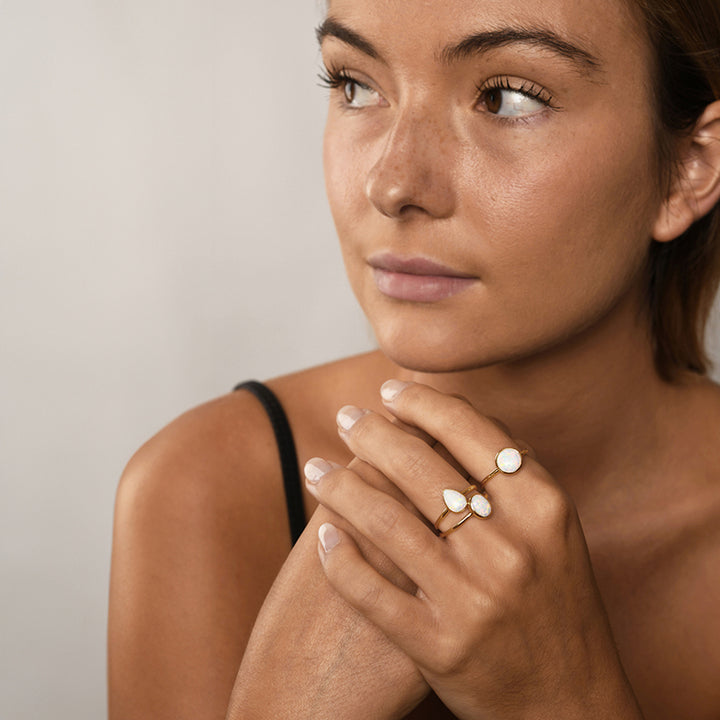 PEAR SHAPE CZELLINE OPAL RING