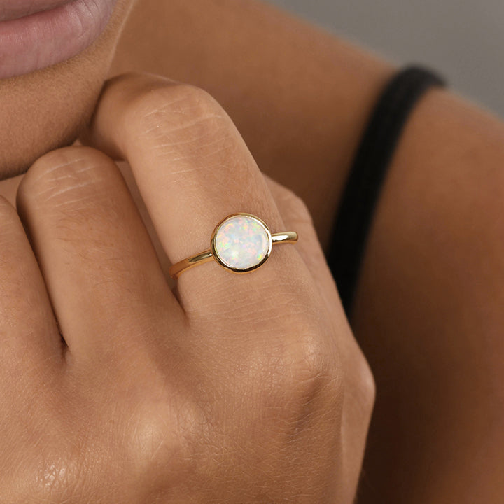 ROUND CZELLINE OPAL RING