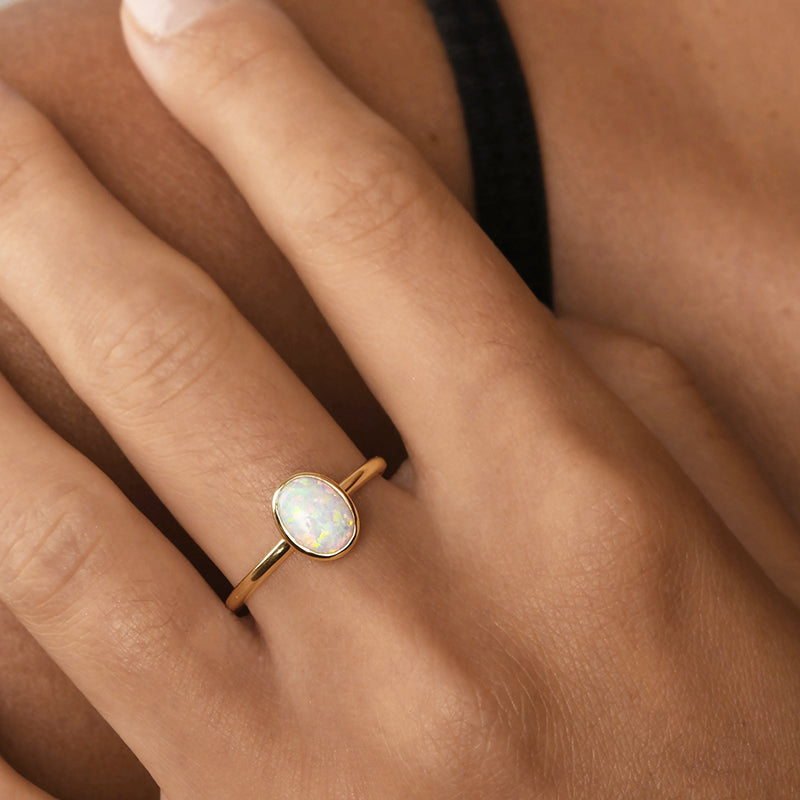 OVAL CZELLINE OPAL RING