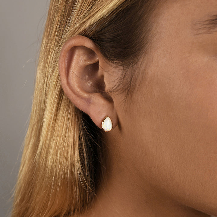PEAR SHAPE CZELLINE OPAL STUDS