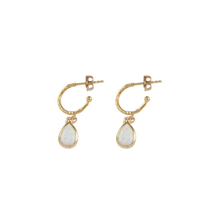 HOOP EARRINGS WITH PEAR SHAPE CZELLINE OPAL