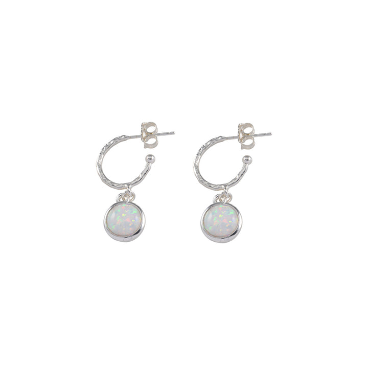 HOOP EARRINGS WITH ROUND CZELLINE OPAL