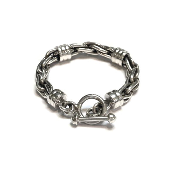 OVAL LINKS AND RIDGED TUBE FOB BRACELET