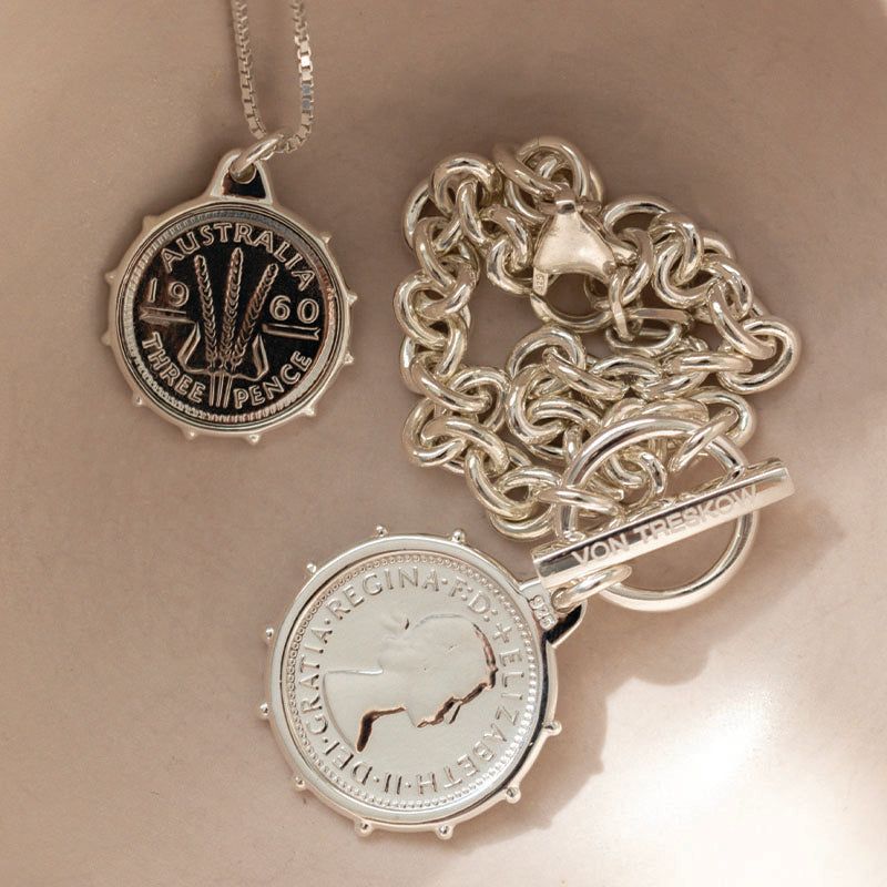 BELCHER BRACELET WITH ANTIQUE SIXPENCE