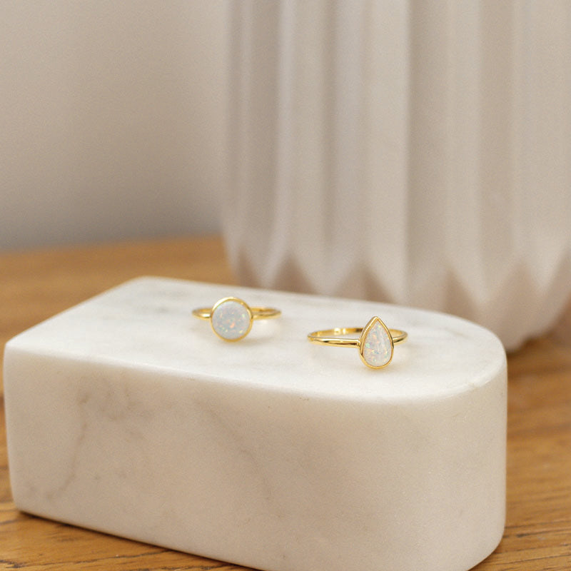 ROUND CZELLINE OPAL RING